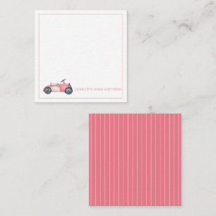 Pink and White Vintage Toy Car Personalised Card