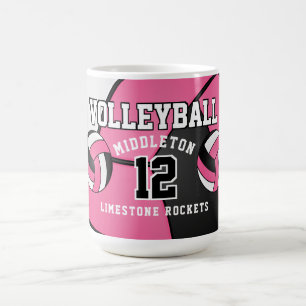 Pink and White Volleyball Sport Coffee Mug