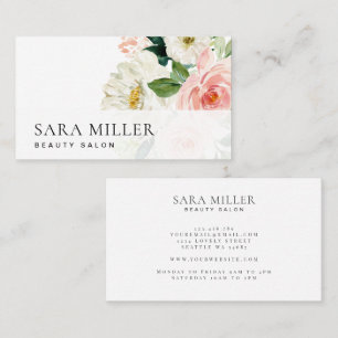 Pink and White Watercolor Floral Bouquet Business Card