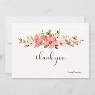Pink and White Watercolor Flowers Notecard