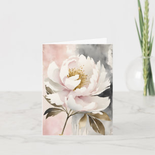 Pink and White Watercolor Peony Mother's Day Holiday Card