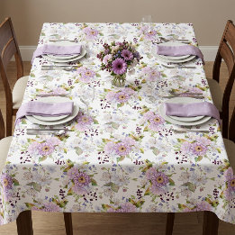 Pink and White Watercolor Wildflower Tablecloth