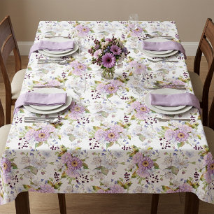 Pink and White Watercolor Wildflower Tablecloth