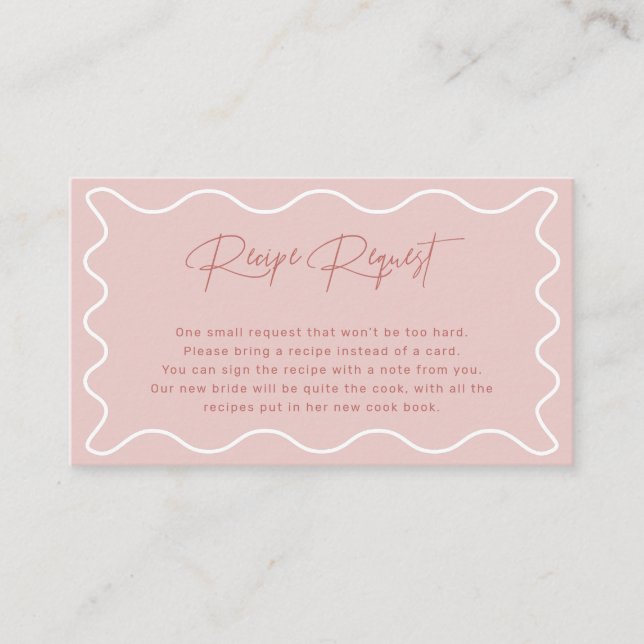 Pink and White Wavy Border Recipe Request Card (Front)