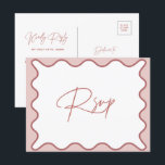 Pink and White Wavy Border RSVP Postcard<br><div class="desc">Designed to coordinate with our Wavy Border Collection, this modern RSVP postcard features the trendy & popular wavy border in white colour on pink background. If you want to catch your guest's attention with a pop of colour on your trendy invitation, this suite is perfect for you. For more advanced...</div>