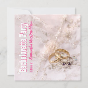 Pink and white wedding dress bachelorette party invitation