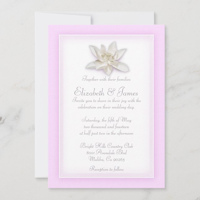 Pink And White Wedding Invitations (Front)