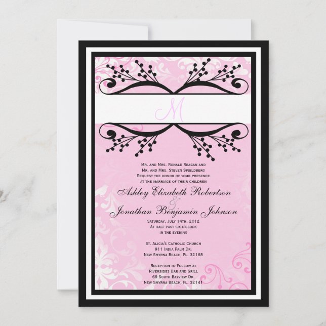Pink and White Wedding invite (Front)