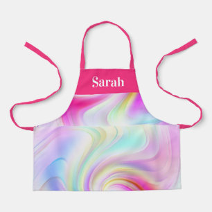 Pink and white whirl pattern apron