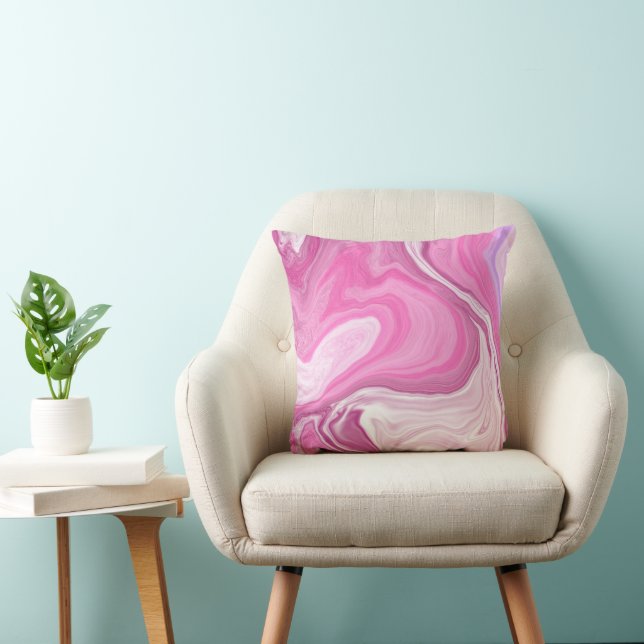 Pink and White with a Touch of Purple Marble Art Cushion (Chair)