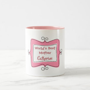 Pink and White Worlds Best Mother Two-Tone Coffee Mug