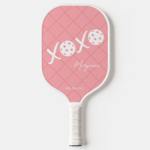 Pink and White XOXO Personalised Signature Pickleball Paddle