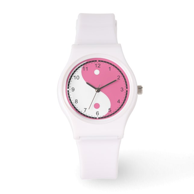 Pink and White Yin and Yang Watch (Front)
