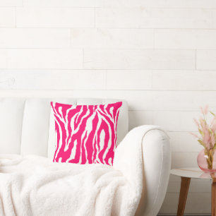 Pink and White Zebra Design Pillow