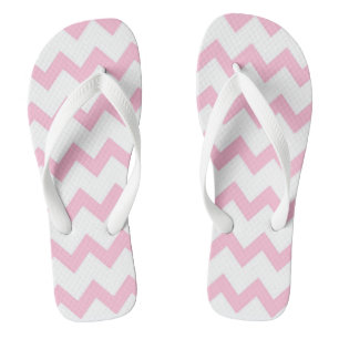 Pink and white zigzag chevron design pastel colour thongs