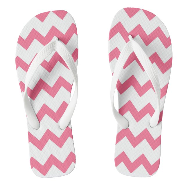 Pink and white zigzag chevron design thongs (Footbed)