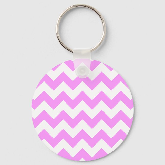 Pink and White Zigzag Key Ring (Front)