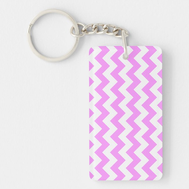 Pink and White Zigzag Key Ring (Front)