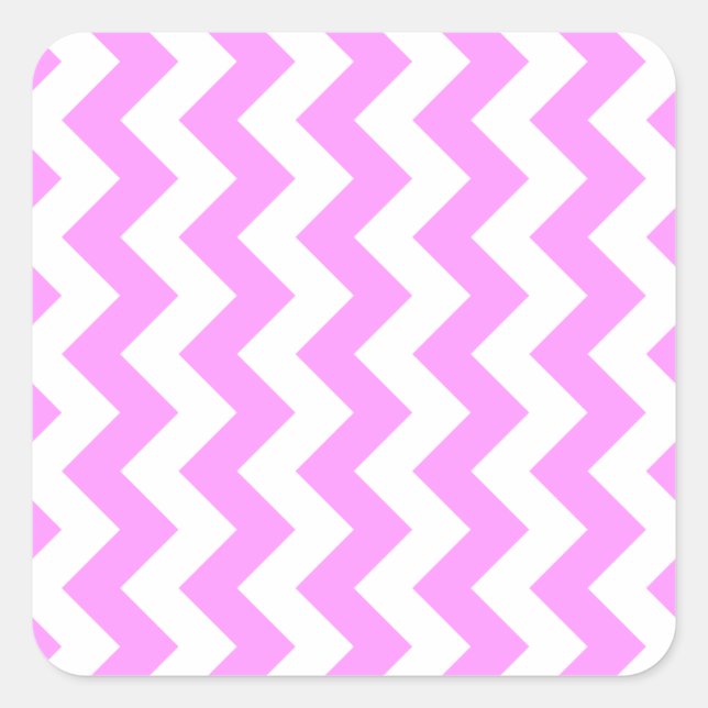 Pink and White Zigzag Square Sticker (Front)