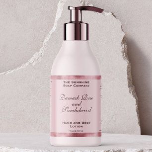 Pink and Woven Pink Foil Cosmetics Bottle Label