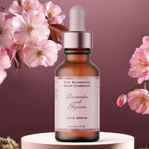 Pink and Woven Pink Foil Cosmetics Dropper Bottle Label