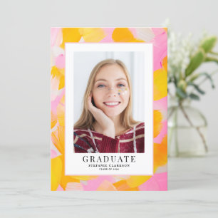 Pink and Yellow Acyrlic Background Graduation Announcement