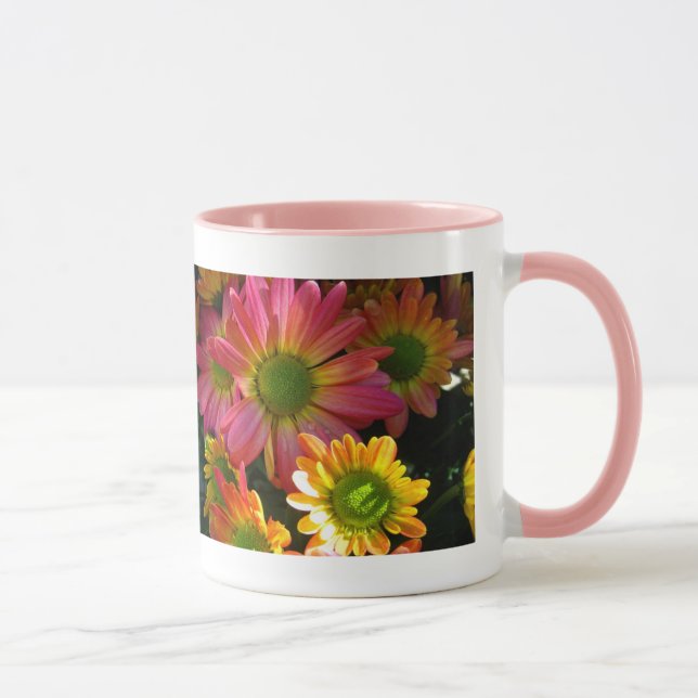 Pink and Yellow Autumn Flowers Beverage Mug (Right)