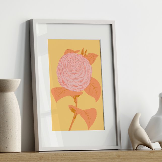 Pink and Yellow Botanical Drawing Coquette Vintage Poster (Creator Uploaded)