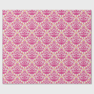 Pink and yellow branching floral gift wrap