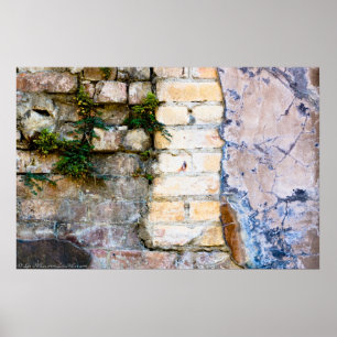 Pink and Yellow Brick Wall HDR Poster