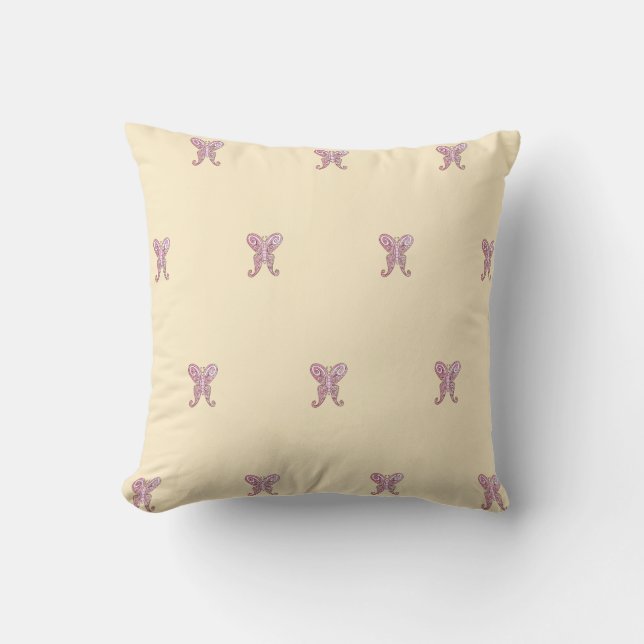 Pink and Yellow Butterfly  Cushion (Front)