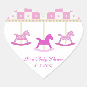 Pink and Yellow Carousel: Baby Shower Stickers