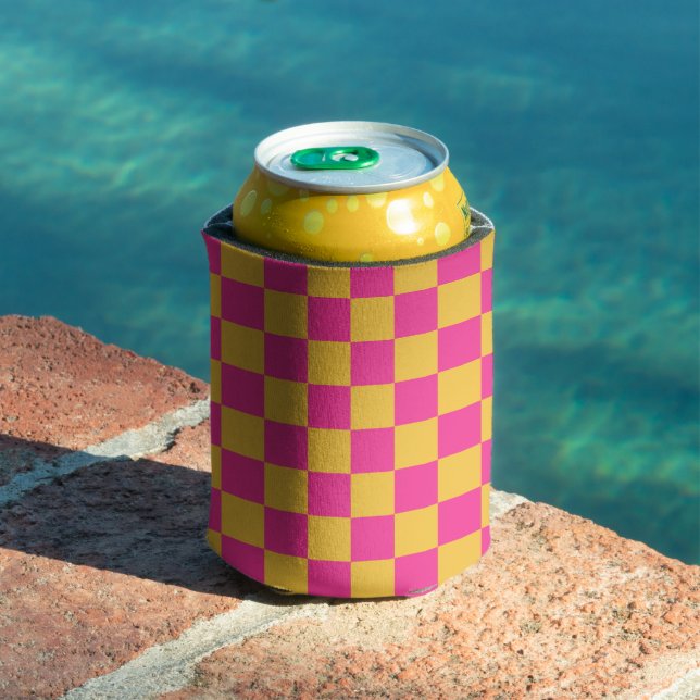 Pink and Yellow Chequerboard Can Cooler (In Situ Pool)