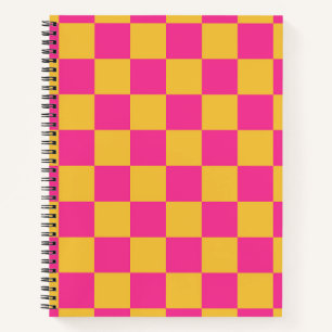 Pink and Yellow Chequerboard Notebook