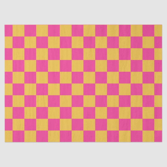 Pink and Yellow Chequerboard Tissue Paper (Front)