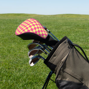 Pink and Yellow Chequered Print Golf Head Cover