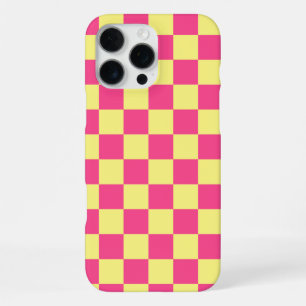 Pink and Yellow Chequered Print iPhone 16 Pro Max Case