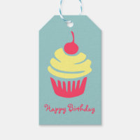 Pink and Yellow Cupcake Cherry On Top Birthday