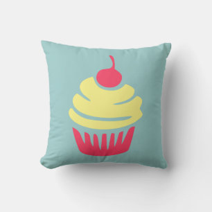 Pink and Yellow Cupcake with Cherry On Top Cushion