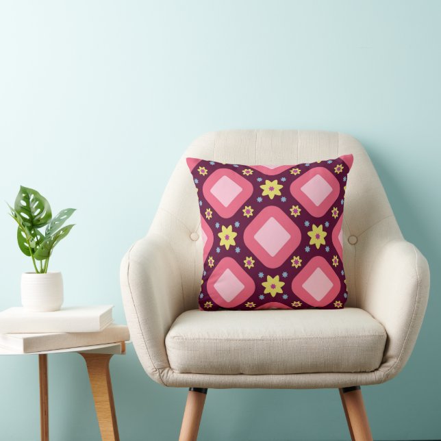 Pink and Yellow Diamonds Cushion (Chair)