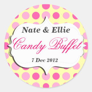Pink and yellow dotty Candy Buffet Sticker