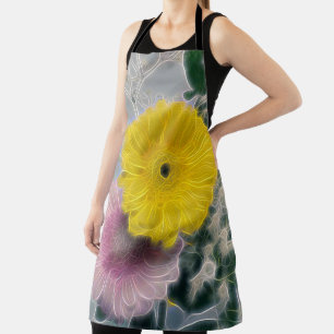 Pink and Yellow Electric Daisies Garden Art Apron