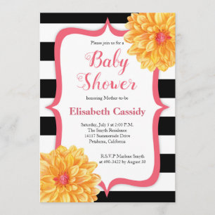 Pink and Yellow Floral Baby Shower Invitation