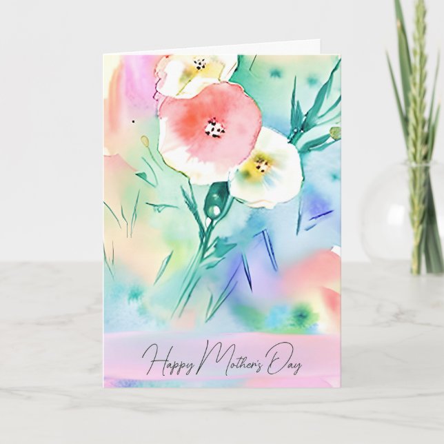 Pink and yellow floral custom Mother's Day Holiday Card (Front)