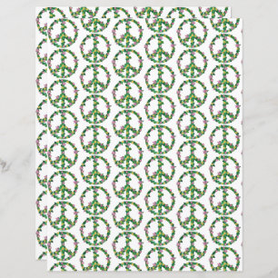 Pink and Yellow Floral Flowers Peace Signs Paper