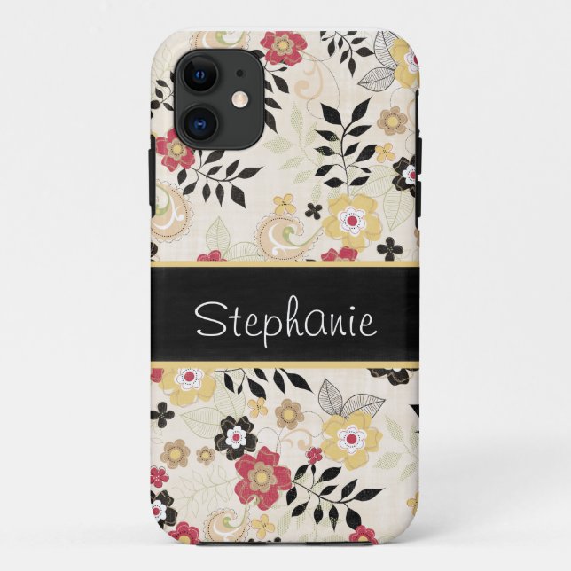 Pink and Yellow Floral Personalised Case-Mate iPhone Case (Back)