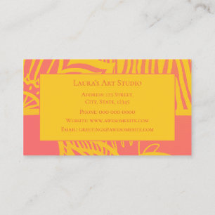 Pink And Yellow Floral Zebra Business Card