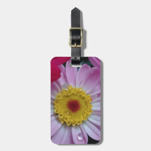 Pink and yellow flower luggage tag