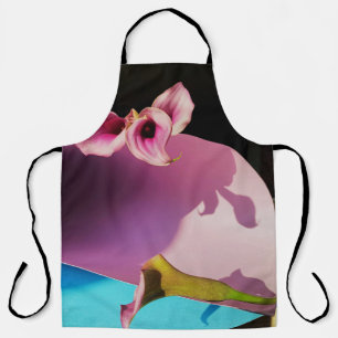 Pink and yellow flower on pink paper apron