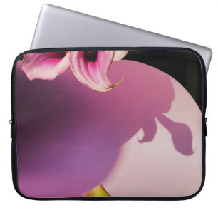 Pink and yellow flower on pink paper laptop sleeve